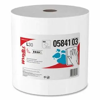 Kimberly-Clark Wear-Resistant Wypall* L30 Wipers, Pure White, 12.4 W x 13.4 L, Jumbo Roll, 950 Per Roll, 05841