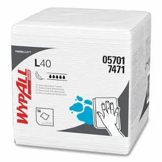 Kimberly-Clark Wide L40 Towel, Cream, 12.5 W x 12 L, Pack, 1 Ply, 56 Sheets Per Pack, 18 Packs Per Case, 5701