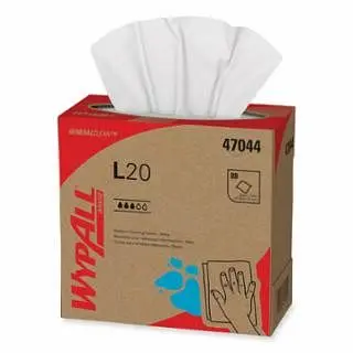 Kimberly-Clark Wypall L20 Wiper, 9.1 W x 16.8 L, Pop-Up Box, Cream, 88 Per Box, 10 Bpxes Per Case, 47044