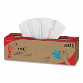 Kimberly-Clark Wypall L30 Wipers, Cream, 9.8 W x 16.4 L, Pop-Up Box, 120 Sheets Per Box/6 Box Per Case, 5816
