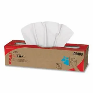 Kimberly-Clark Wypall L30 Wipers, Pure White, 9.8 W x 16.4 L, Pop-Up Box, 100 Sheets Per Box/8 Box Per Full Case, 5800