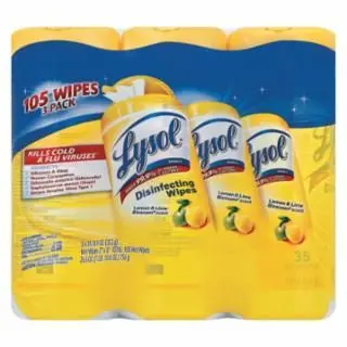 Lysol Unique Disinfecting Wipes, 7 x 8, Lemon And Lime Blossom, 35/Canister, Quantity: 4 Pack, RAC82159PK