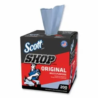 Scott Original Multi-Purpose Shop Towel, Azure, 9 W x 12 L, Pop-Up Box, 200 Panels per Box, 8 Bx/Ca, Quantity: 8 Boxes, 75190