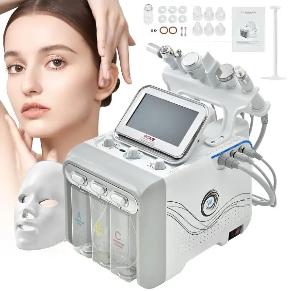 VEVOR Low-Profile 7 1 Hydrogen Oxygen Facial Machine, Professional Hydrafacial Machine Spa, QYMBHLJ7H100TDKFFV1