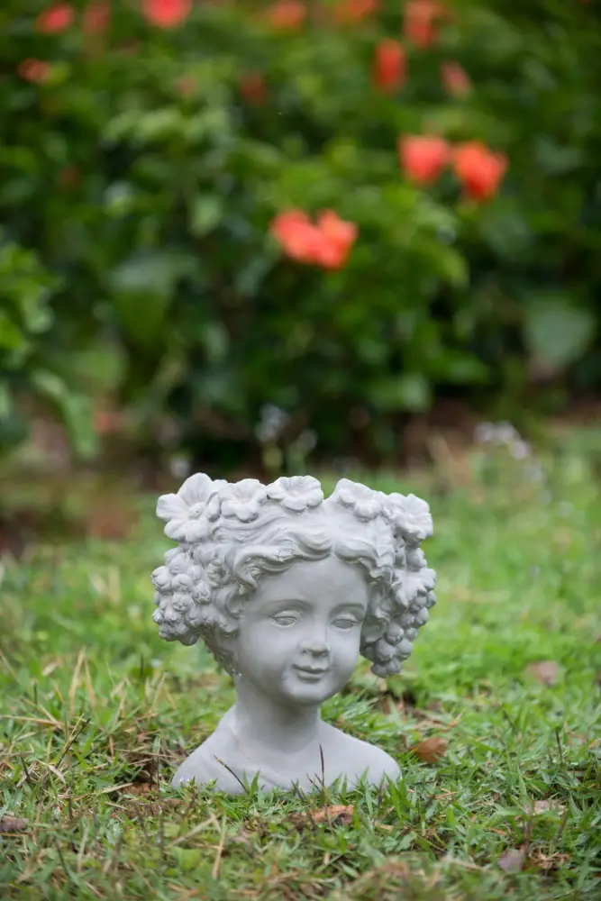 Cement Bust Wall Planter Indoor Outdoor Home Garden Decor - Slate