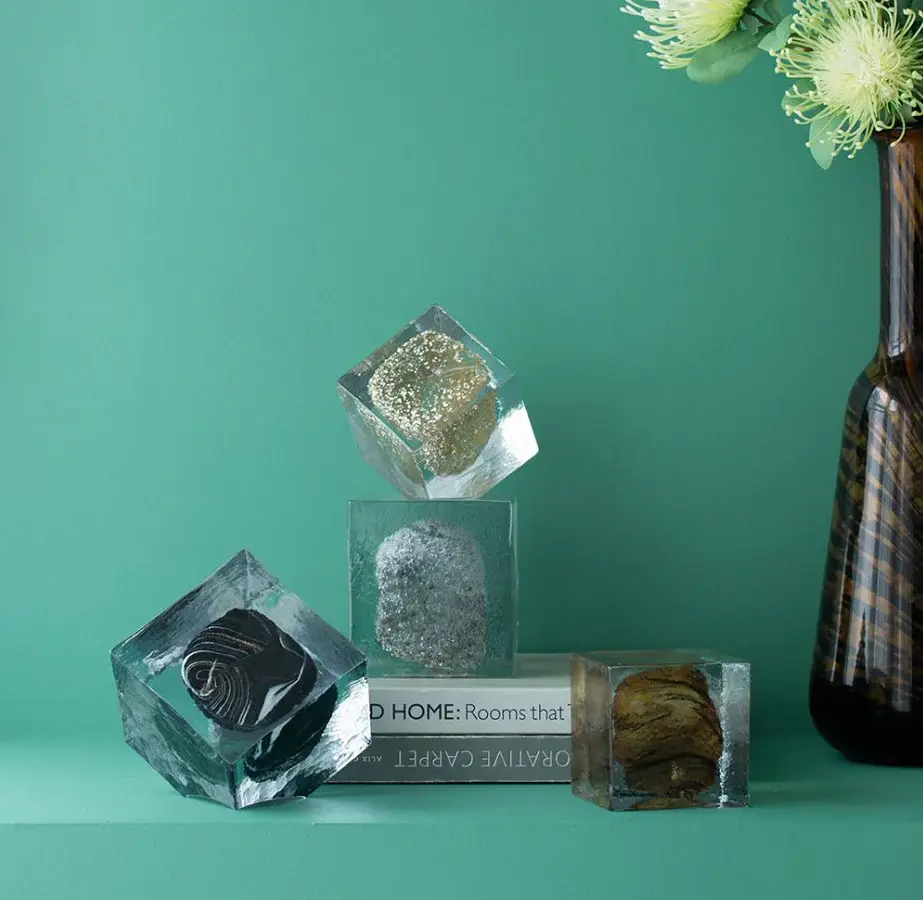 Hand-finished Glass Cube Accents