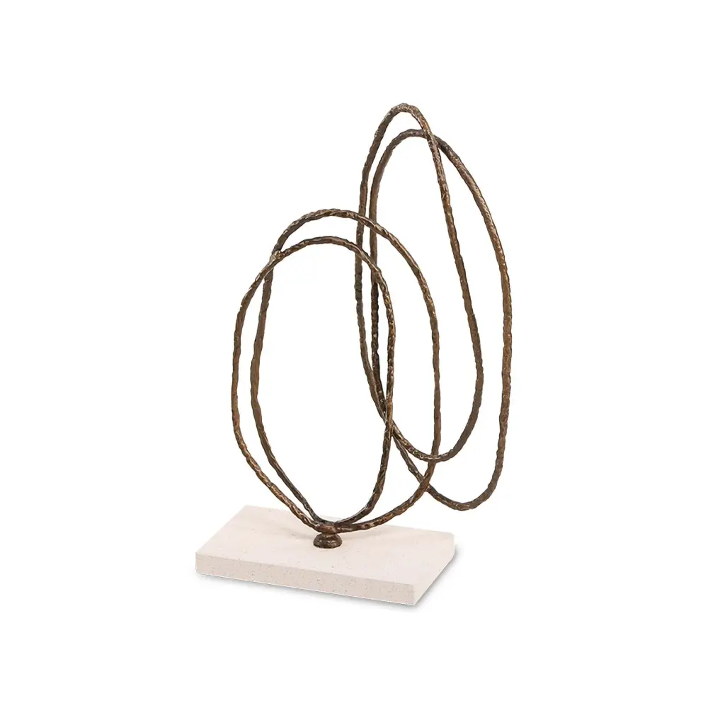 Kinetic Harmony Marble Sculpture - Rich Bronze & Beige | Lightweight | Durable
