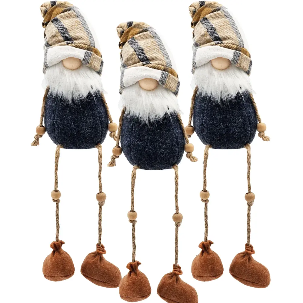 3 Pieces Fall Thanksgiving Gnomes Decorations, Harvest Festival Table Home Ornaments Holiday Party Gifts - Navy / Brown