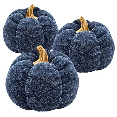 Pumpkin Ornament Decor Holiday Harvest Festival Fall Festival & Thanksgiving (Set 3) - Cobalt