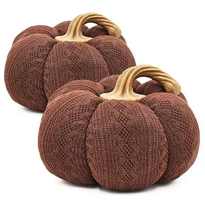 Pumpkin Ornament Decor Holiday Harvest Festival Fall Festival & Thanksgiving (Set 2) - Dark Taupe