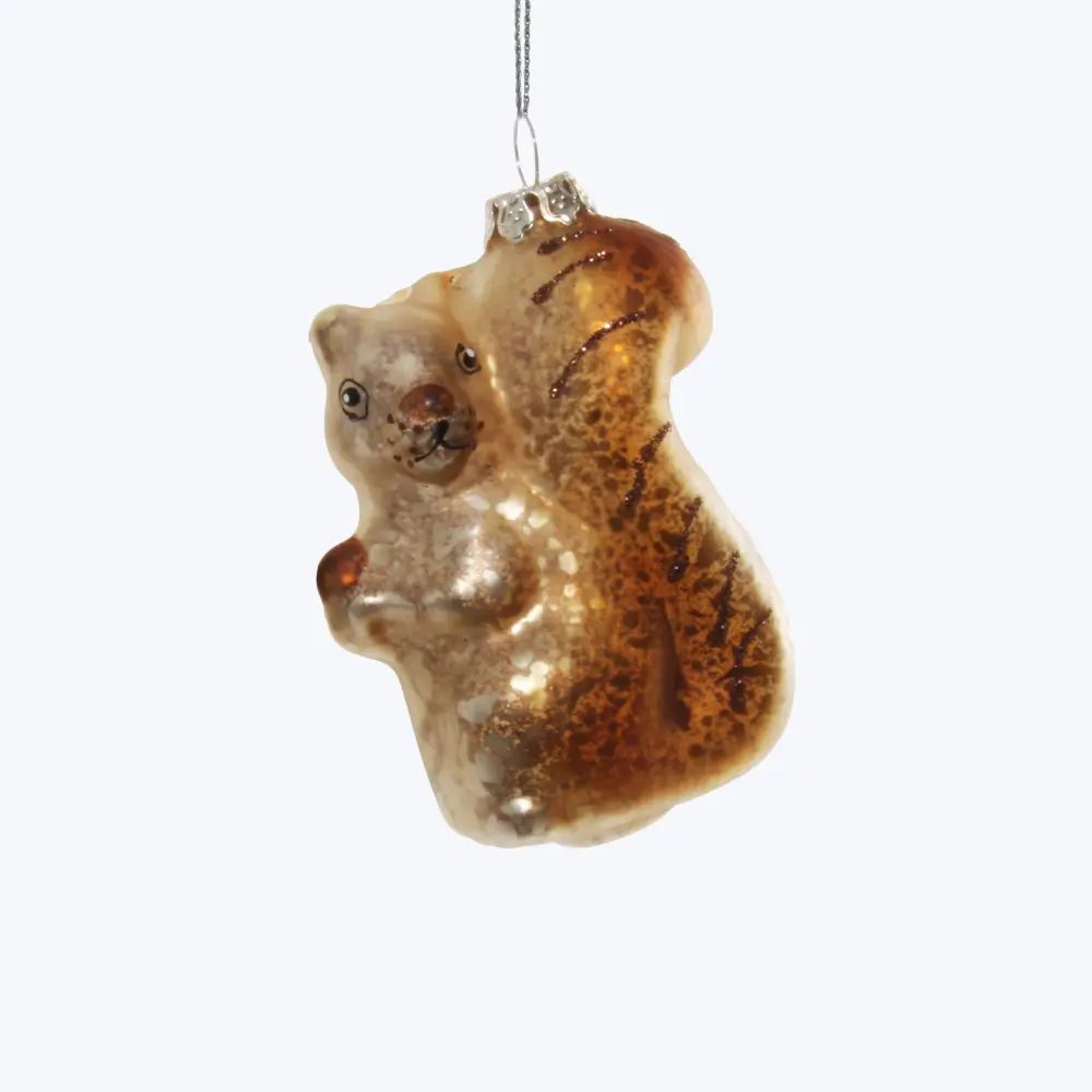 Festive Glow Glass Squirrel Ornament