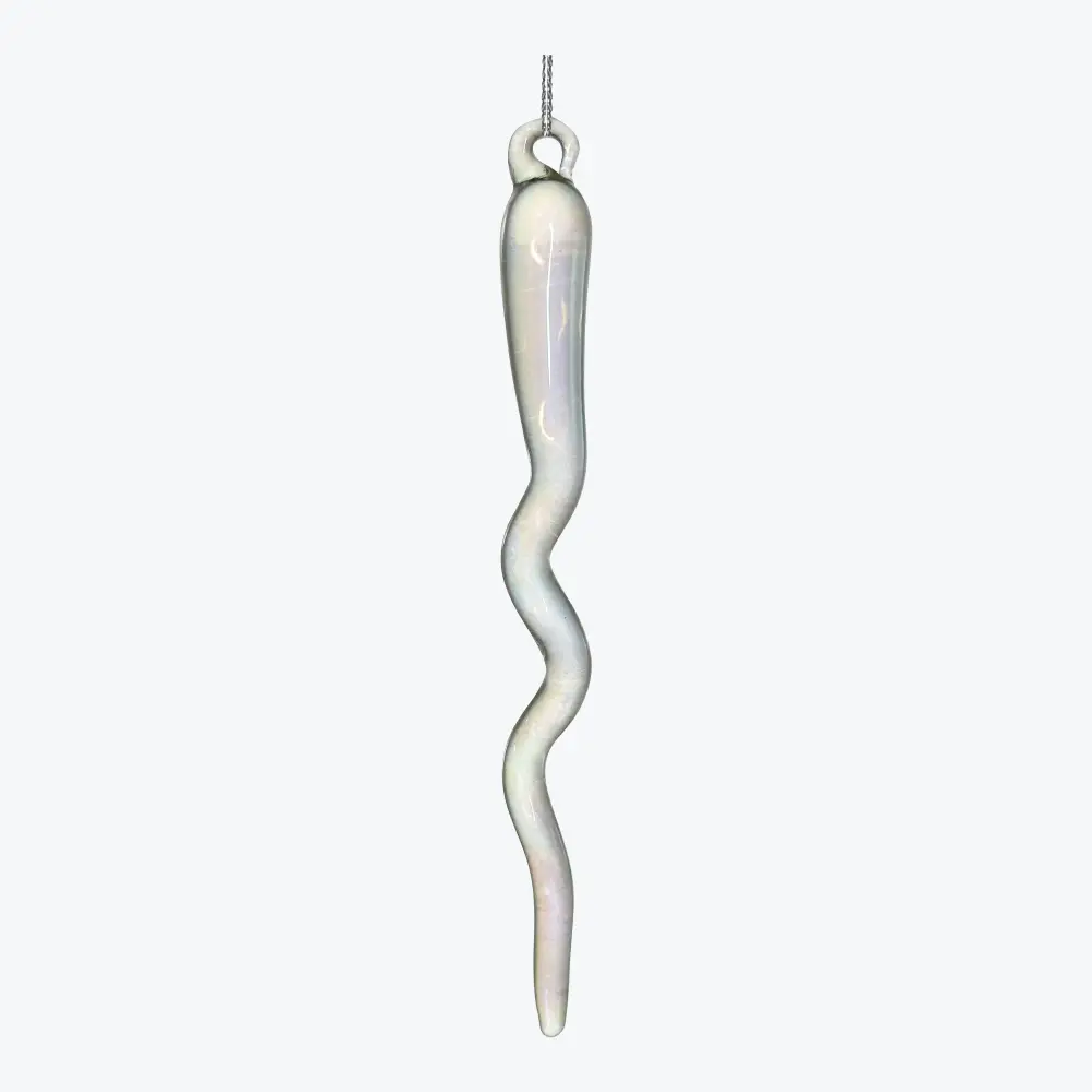 Outdoor-Rated Iridescent Glass Icicle Ornament