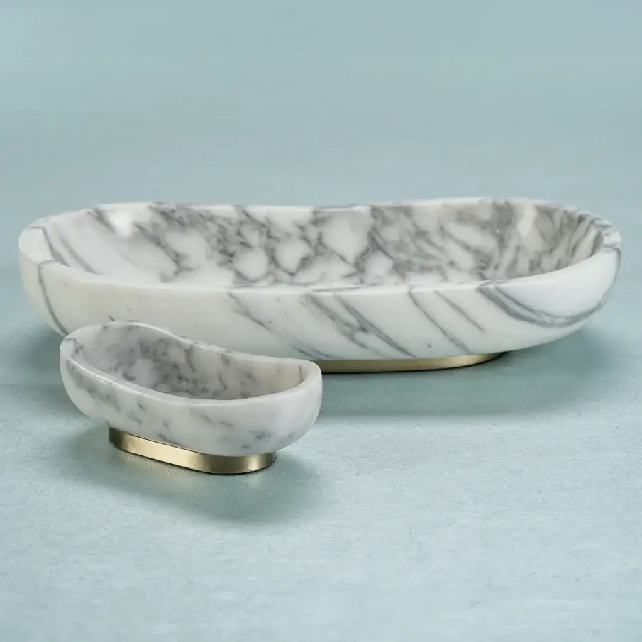 Arebascato Oval Marble Serving Bowl