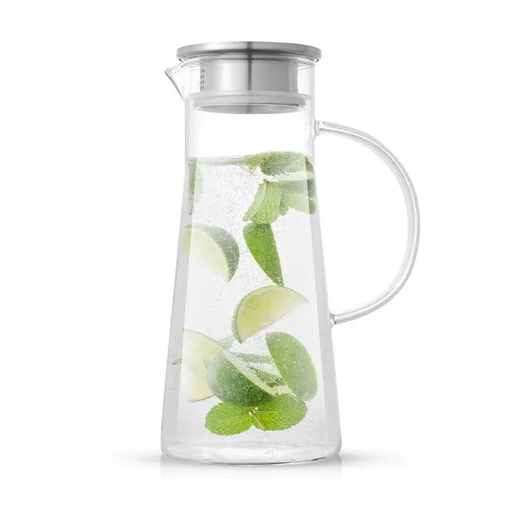 Breeze Glass Drink Water Pitcher Stainless Hardened Lid