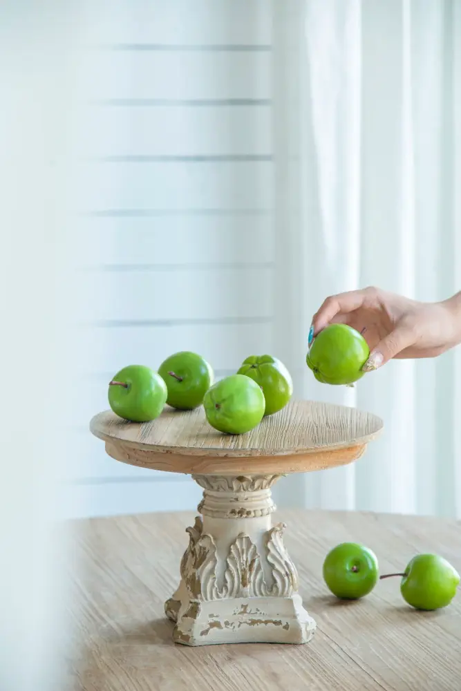 Cake Stand, Wood Cake Plate Magnesium Base - Cream / Taupe