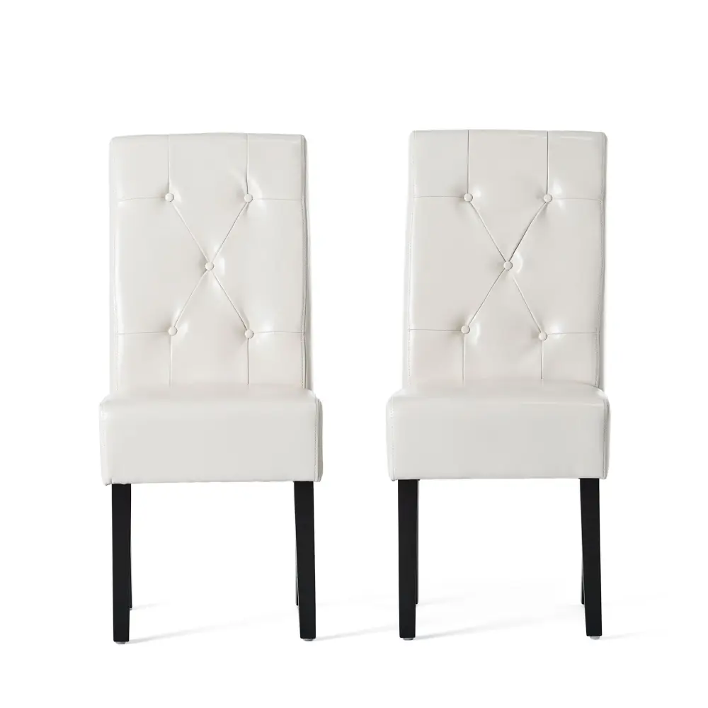 Carter - 5 Tuft Dining Chair Button Tufted Backrest And Espresso Legs - Ivory