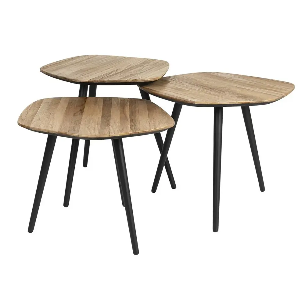 Cuties Set 3 Oval Coffee Tables - Brown & Midnight
