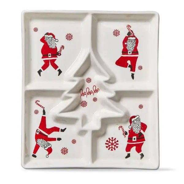 Dancing Santa Divided Dish
