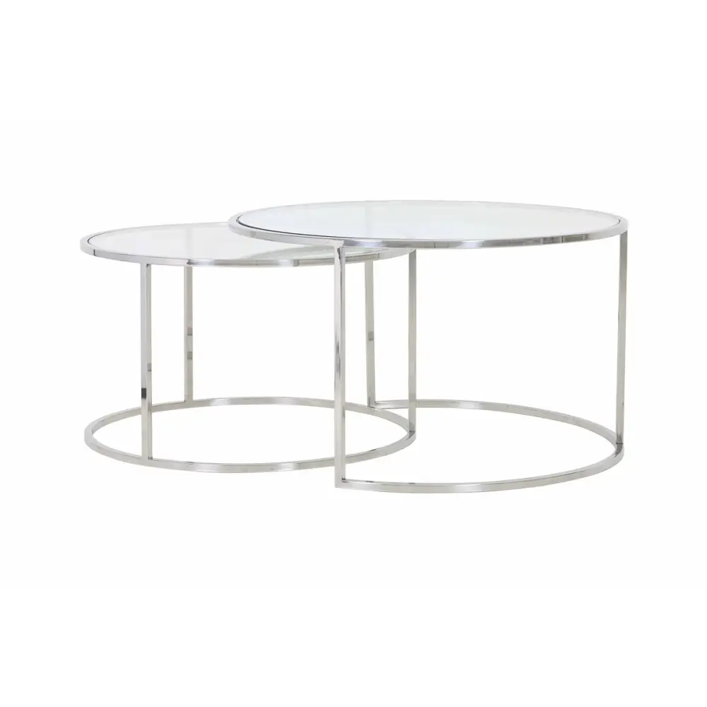 Duarte Set 2 Round Coffee Tables - Nickel