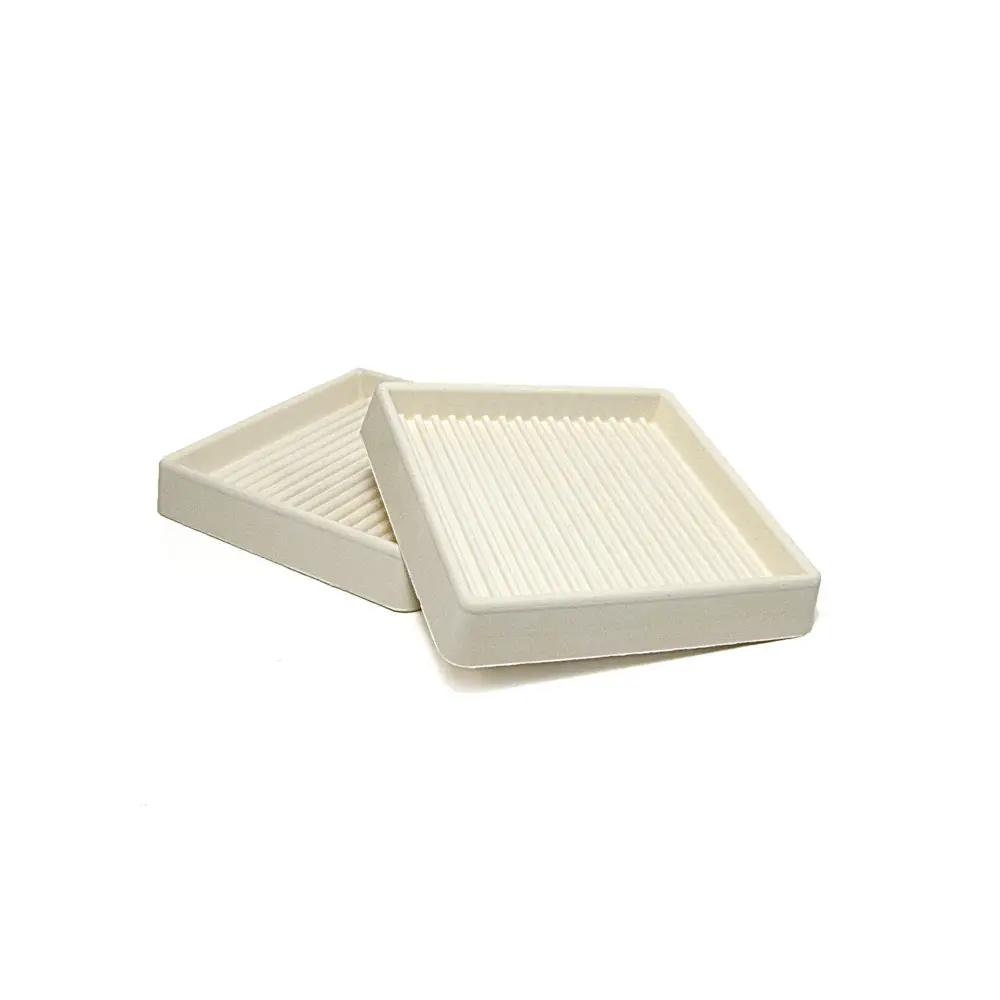 Nonskid Square Rubberized Cup Raised Edges 3'' x 3'' ID, 2 Units (Almond)