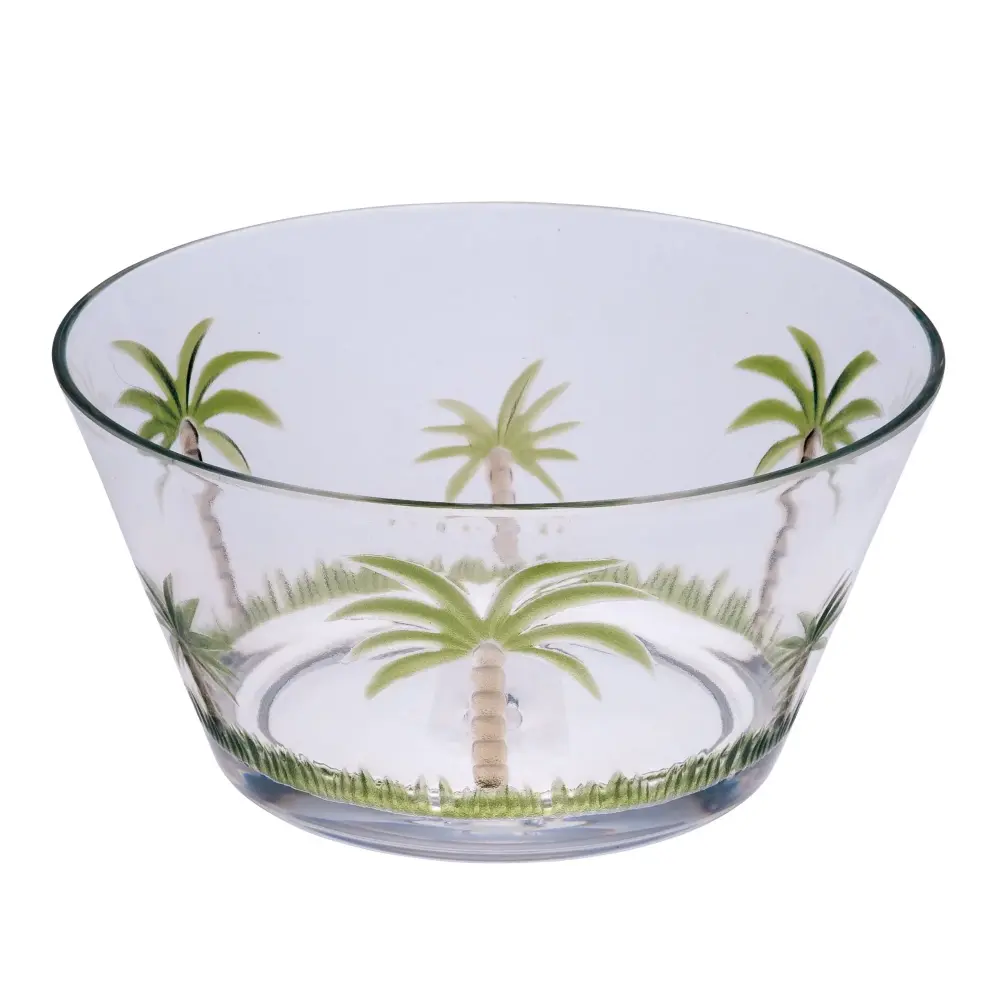 Palm Tree Acrylic Serving Bowls, Unbreakable Large Polycarbonate Bowls