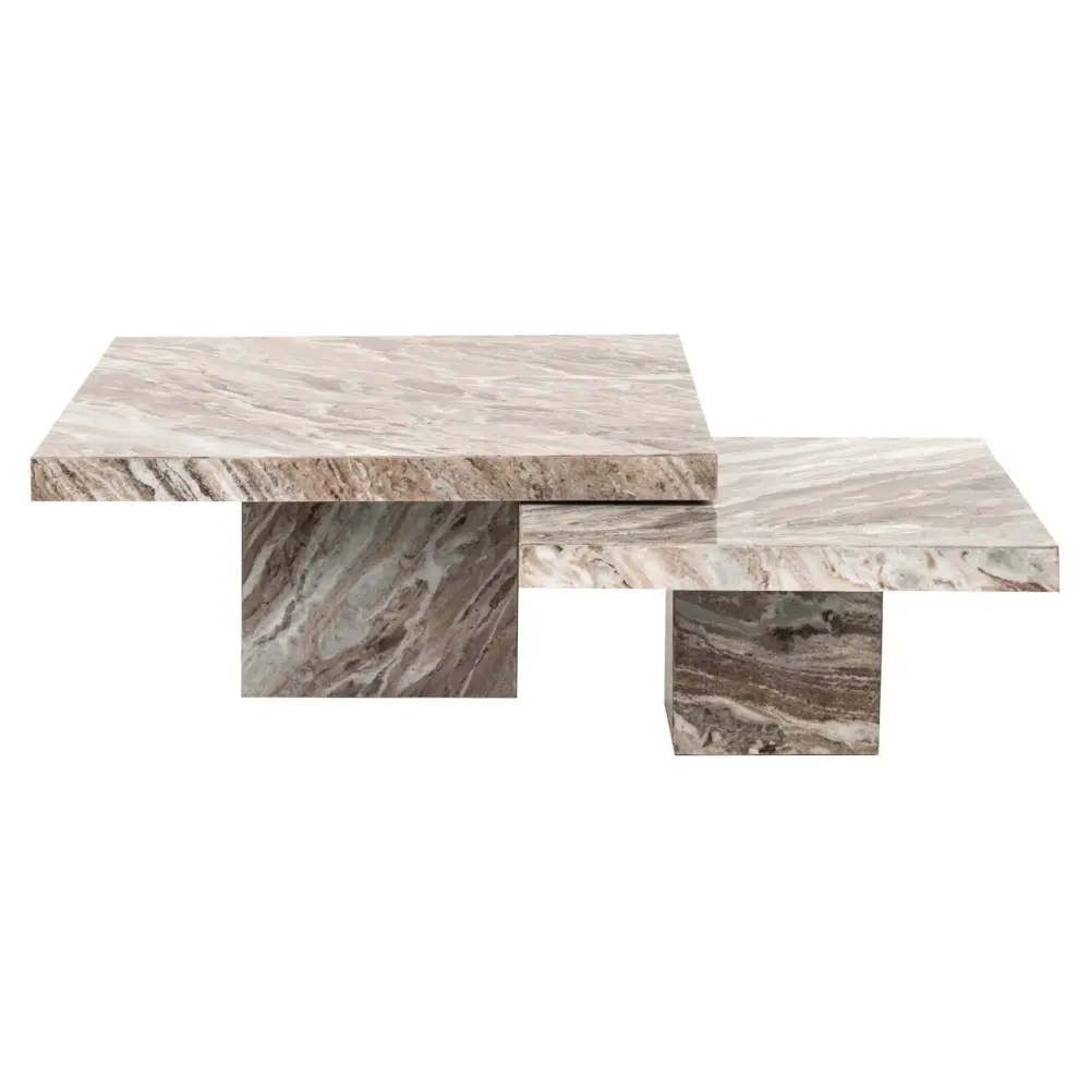 Rashford Set 2 Marble Coffee Tables - Genuine