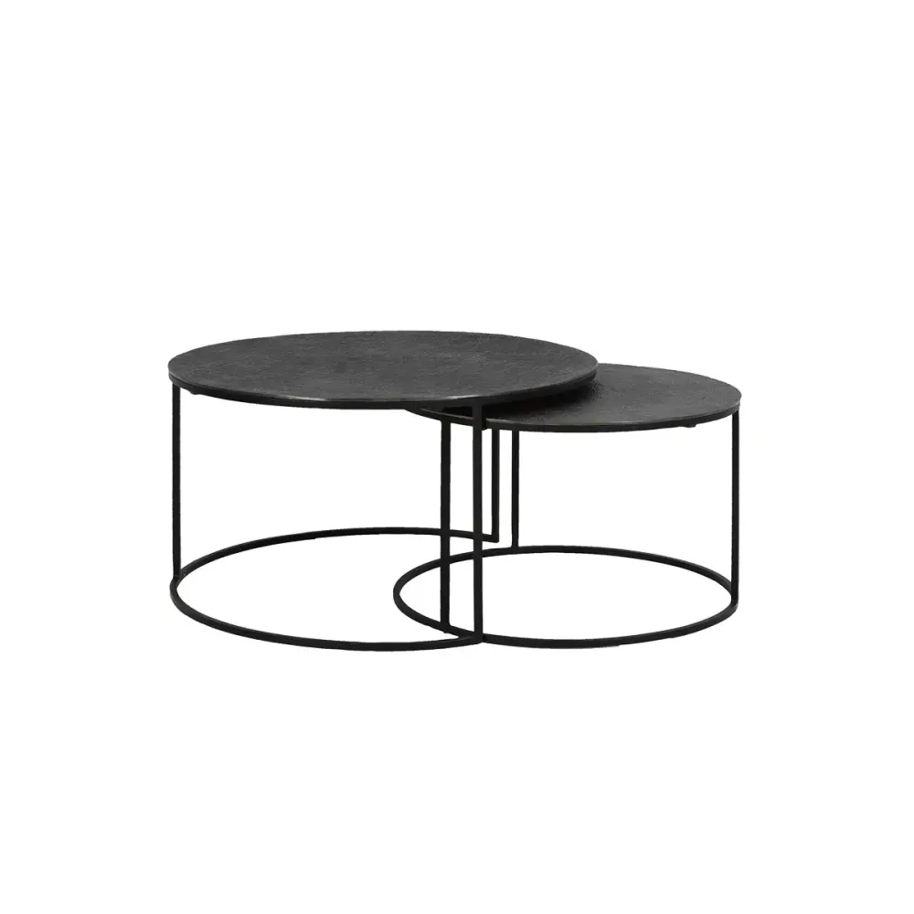 Rengo Set 2 Round Coffee Tables - Black Nickel