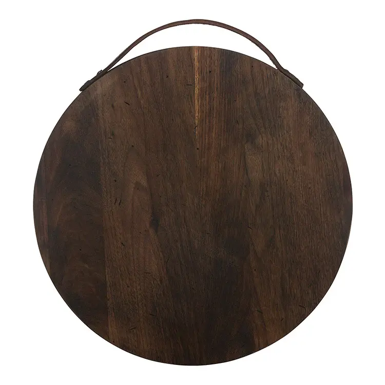 Rustic Walnut Round Serving Board