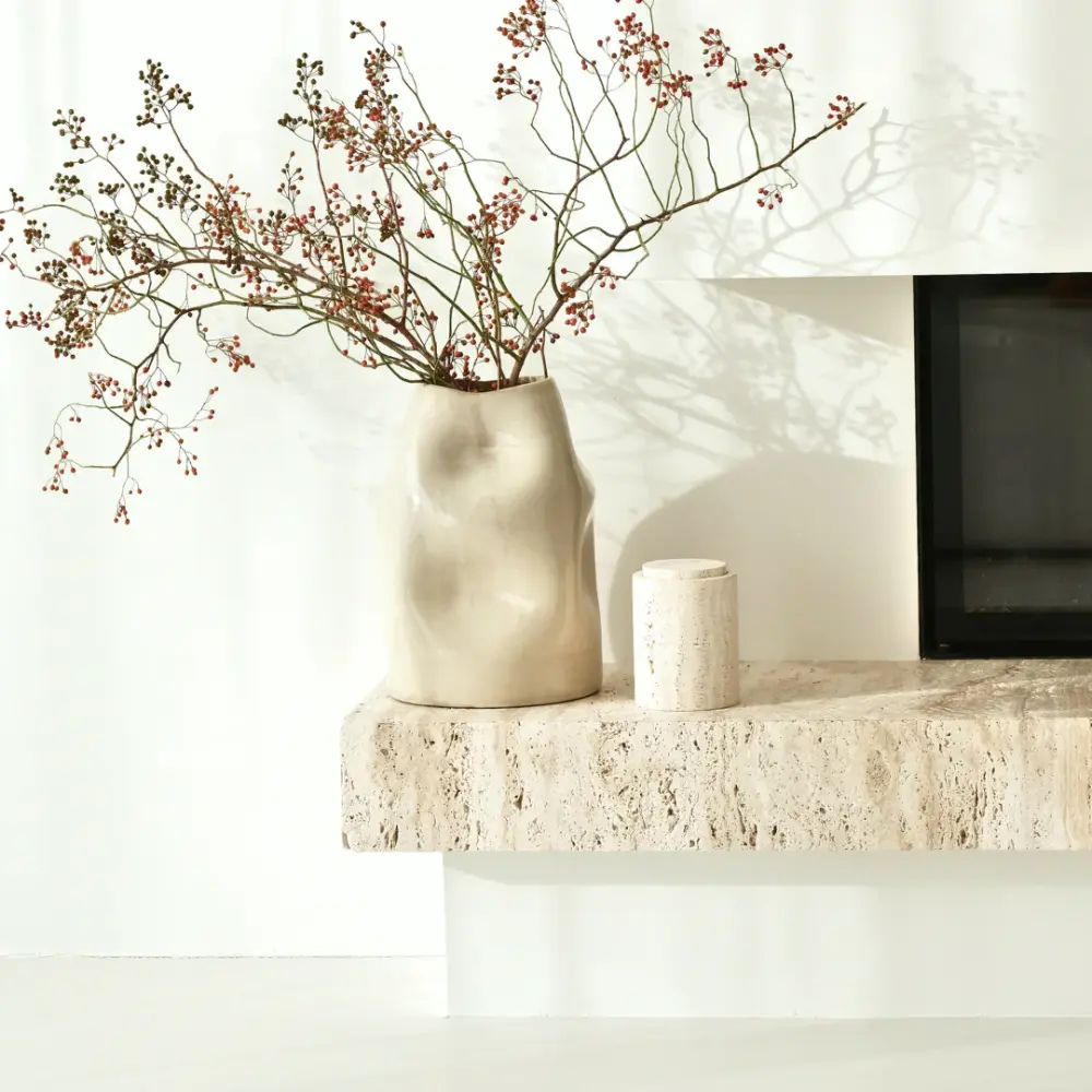 Storage bowl lid - Pearl sandstone - Travertine - H 15.8 cm