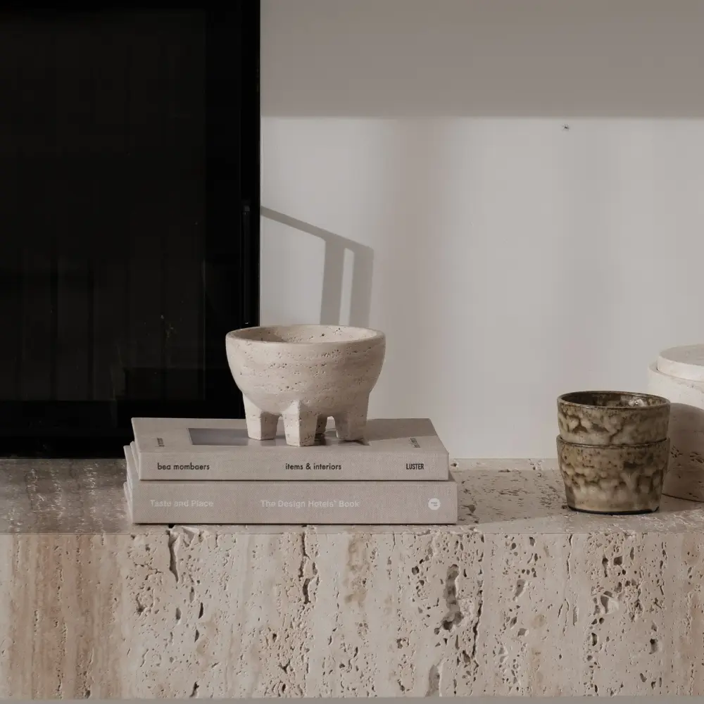 Travertine bowl - Alabaster sandstone - D15 cm