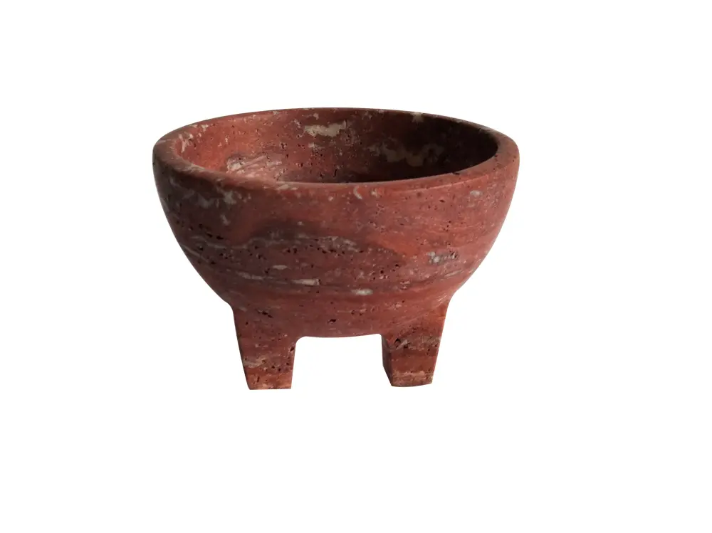 Travertine bowl - Ruby sandstone - D15 cm
