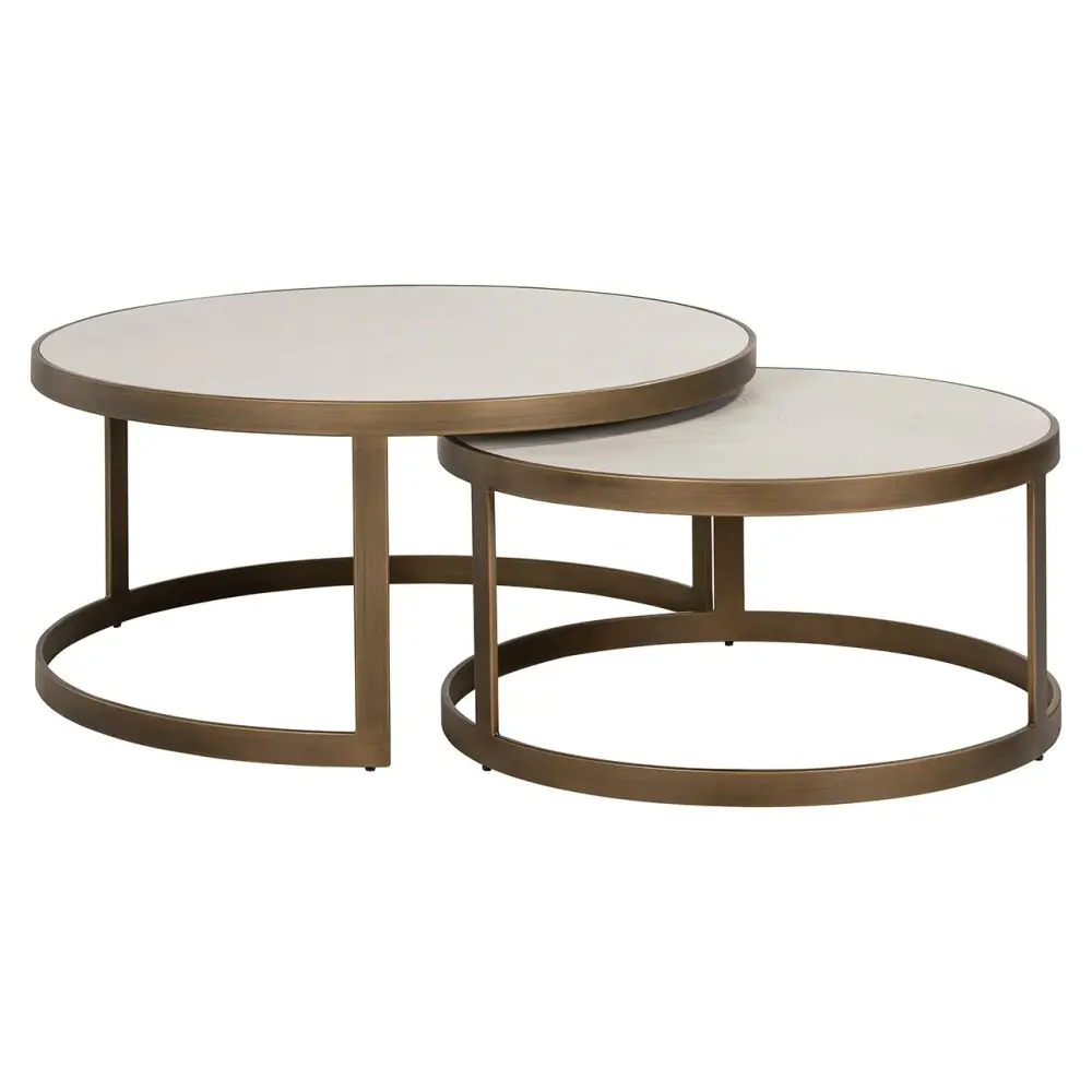 Whitebone Set 2 Round Coffee Tables - Warm alloy