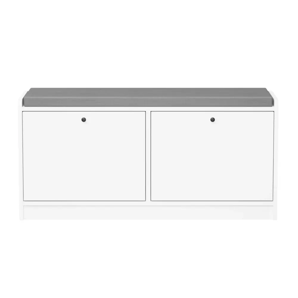 Shoe Storage Bench Cushion, Entryway Organizer Cabinet Hallway - Alabaster