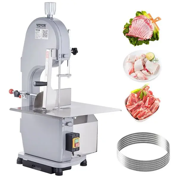 VEVOR All-Weather Commercial Electric Meat Bandsaw, 1500W Stainless Steel Countertop Bone Cutting Tooling Machine, TSJGJ15...