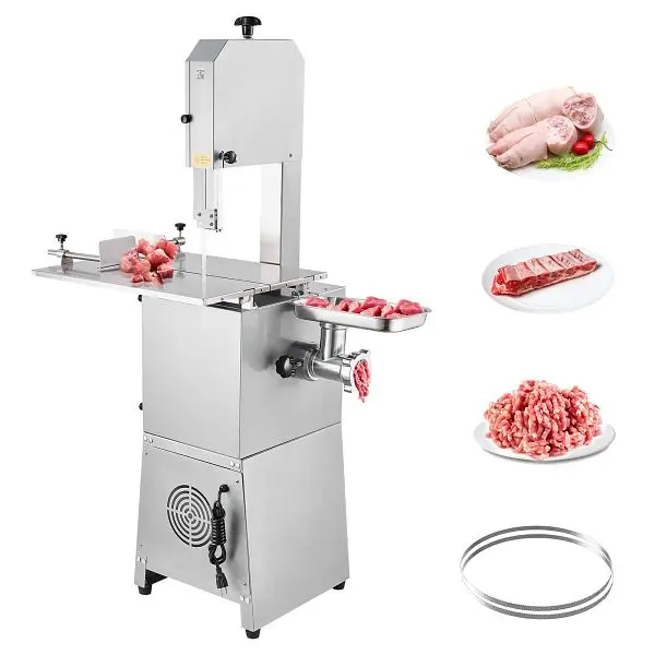 VEVOR Medium Commercial Electric Meat Bandsaw, 850W Stainless Steel Vertical Bone Hacksawing Machine, JGJRJ850W42609QR8V1