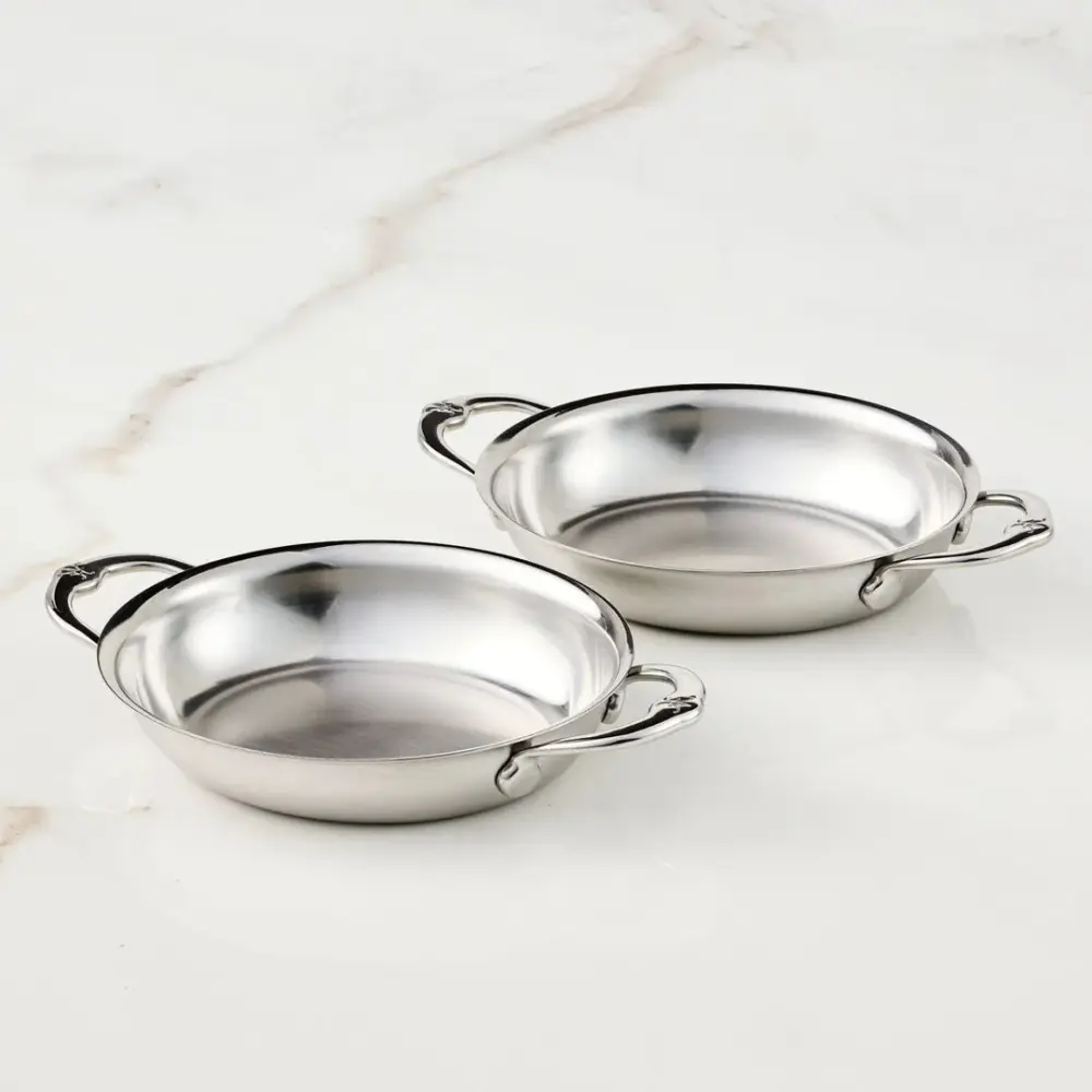 Provisions Stainless Reinforced Small Oval Au Gratin Set, 2-piece Heavy Duty Construction