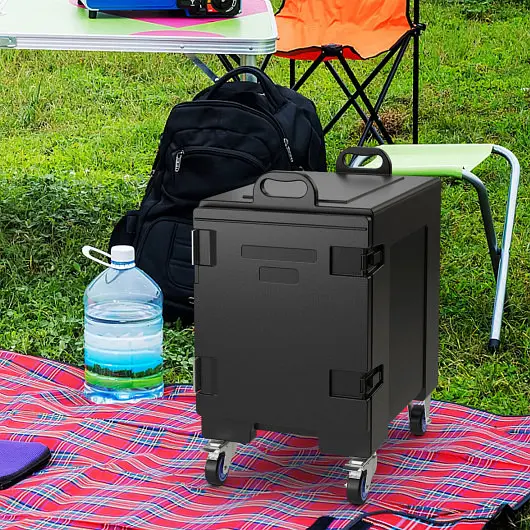 Costway 2 Pieces 81 Quart Insulated Food Pan Carrier Stackable, OP70086+NP11316