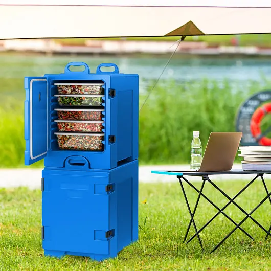 Costway 81 Quart Capacity End, Loading Insulated Food Pan Carrier Handles, Navy, OP70086NY