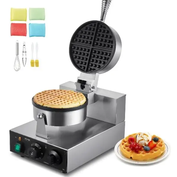 VEVOR Commercial Waffle Maker Round Waffle Wrought Iron Baker Machine Non-Stick 1230W, SYBLSHFBJDPFYJ29AV1
