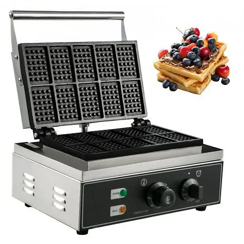 VEVOR Commercial Waffle Maker Square Belgian 1550w Muffin Stick Waffle Making Machine, HFBJSPFXHFLHT-101V1