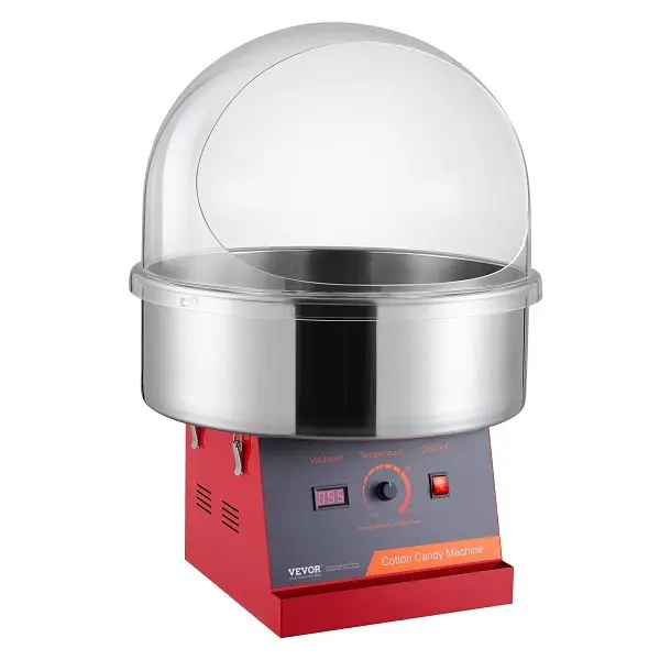 VEVOR Electric 1000W Commercial Cotton Candy Machine Cover, Stainless Mild Steel Bowl, Red, TSMHTJHSHGXMQ4DUBV1