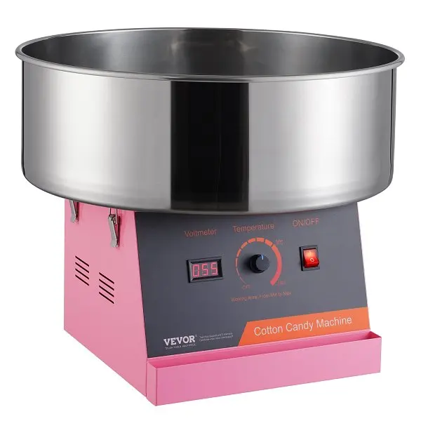 VEVOR Electric 1000W Commercial Cotton Candy Machine, Stainless Alloy Steel Bowl, & Sugar Scoop, Dowel Pink, TSMHTJFSW...