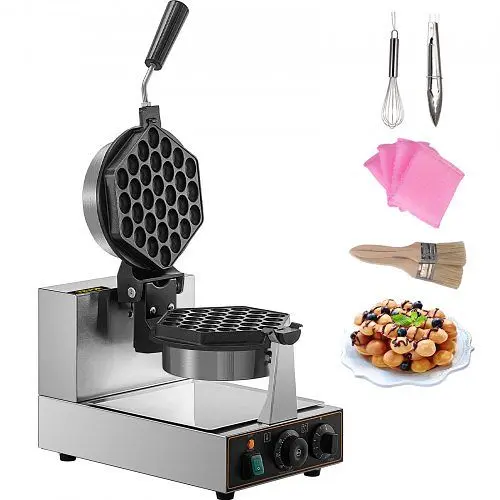 VEVOR Electric Bubble Waffle Maker Rotatable Waffle Machine Hexagonal Mould 1200W, DJXZSHT-2206E4HCYV1