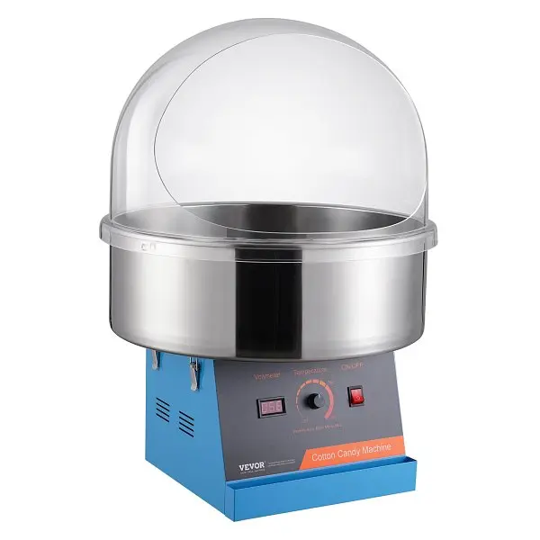 VEVOR Grooved Electric 1000W Commercial Cotton Candy Machine Cover, Stainless Steel Bowl, Blue, TSMHTJLSHGXMH831AV1