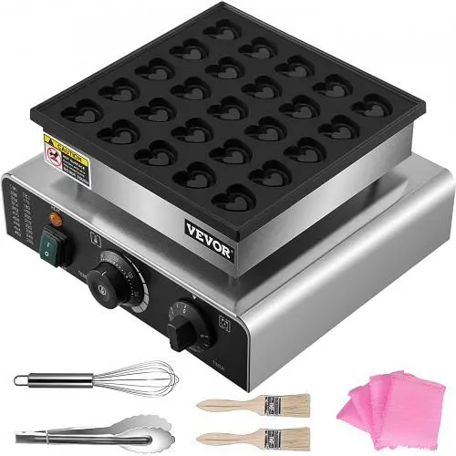 VEVOR Impact-Resistant 25 Pieces Heart-Influenced Electric Mini Dutch Pancake Maker Waffle Maker 850W, HFBJ25KXXXSB00001V1