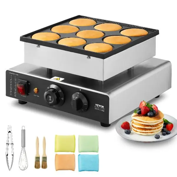 VEVOR 9 Individual 76mm Dutch Pancake Maker Commercial Dorayaki Baker 850W Non-stick, SYJBJDP4KF0005ECEV1