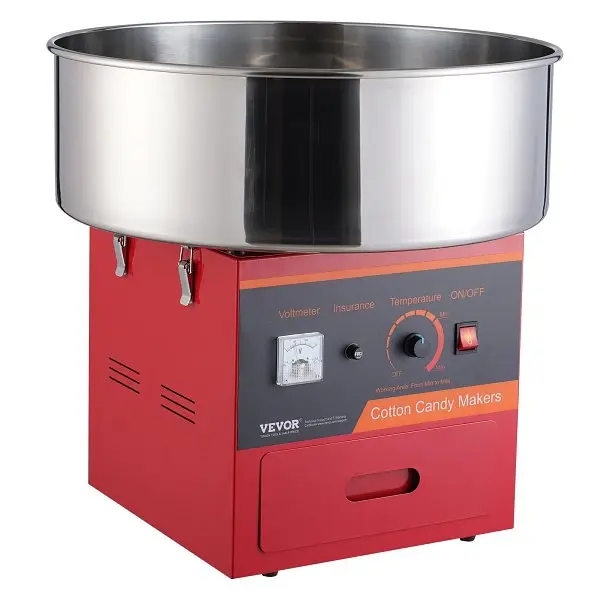 VEVOR Medium Commercial Electric Cotton Candy Machine, 1000W Candy Floss Maker, Stainless Alloy Steel Bowl, Sugar Scoop, R...