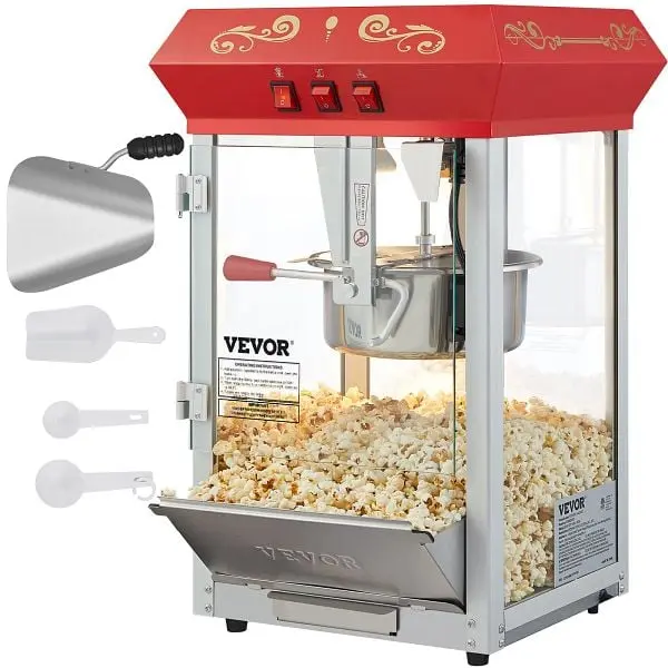 VEVOR Popcorn Popper Machine 8 Oz Countertop Popcorn Maker 850W 48 Cups Crimson, TSBMHJ8OZ850WJWNRV1