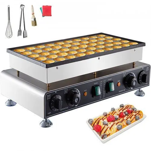 VEVOR Regular 110V Mini Dutch Pancake Baker 50 Pcs 1700W Commercial Electric Nonstick Waffle Maker Machine, SBJNP-543-50X0...