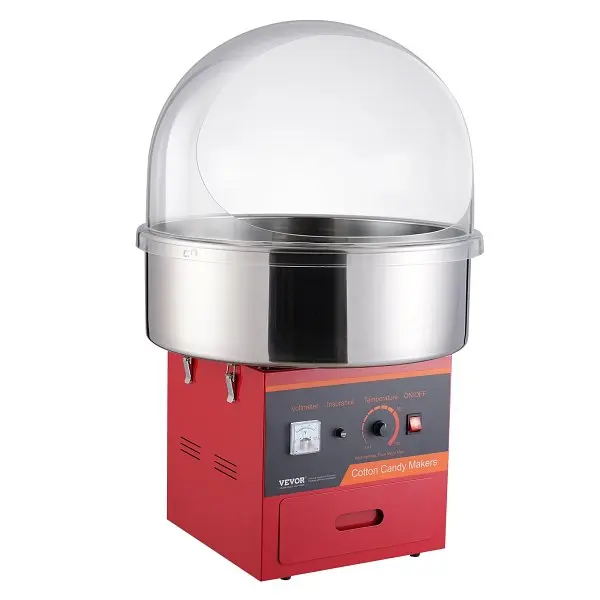 VEVOR Ribbed Electric 1000W Commercial Cotton Candy Machine, Stainless Metal Steel Bowl, Sugar Scoop, Red, TSMHTJHSHGZM0MB...